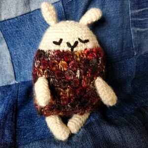 Handcrafted Cream and Brown Crochet Sheep 6"